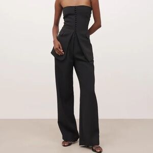 NWT Because of Alice BOA Strapless Peplum Bodice + Effortless Wide Leg Trouser